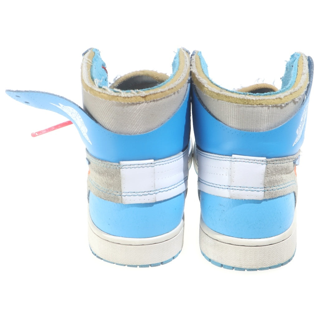 NIKE(ナイキ) ×OFF-WHITE AIR JORDAN 1 POWDER BLUE UNC AQ0818-148 オフホワイト エアジョーダン1 パウダーブルー ハイカットスニーカー ホワイト/ブルー US9/27cm
