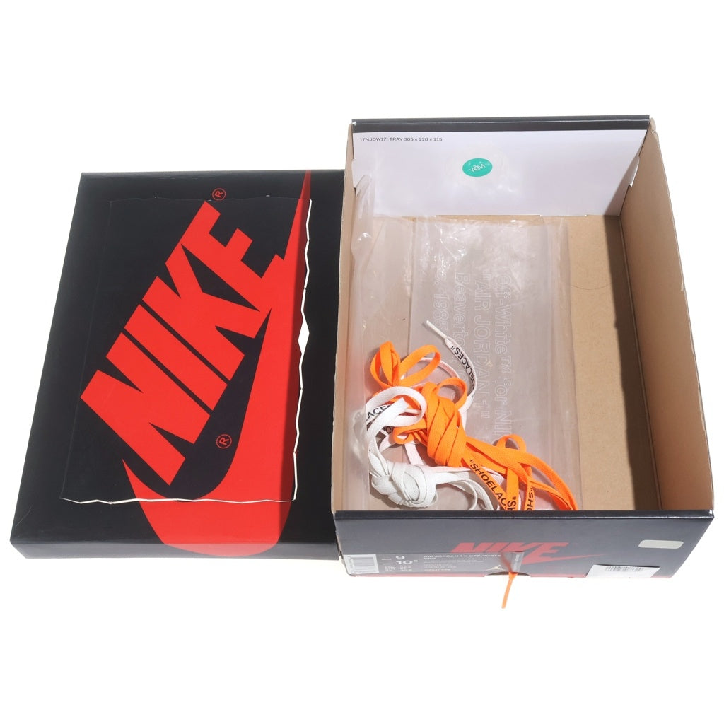 NIKE(ナイキ) ×OFF-WHITE AIR JORDAN 1 POWDER BLUE UNC AQ0818-148 オフホワイト エアジョーダン1 パウダーブルー ハイカットスニーカー ホワイト/ブルー US9/27cm