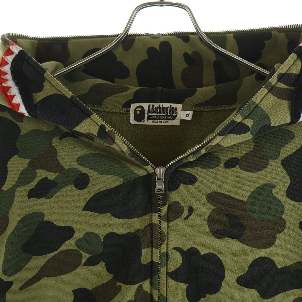 A BATHING APE(アベイシングエイプ) 1st Camo Shark Full Zip Hoodie PONR ファーストカモ シャークフルジップフーディー シャークパーカー グリーン