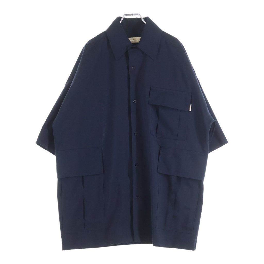 MARNI(マルニ) 21AW トロピカルウール 半袖シャツ ネイビー CUMU0207A0 S45455