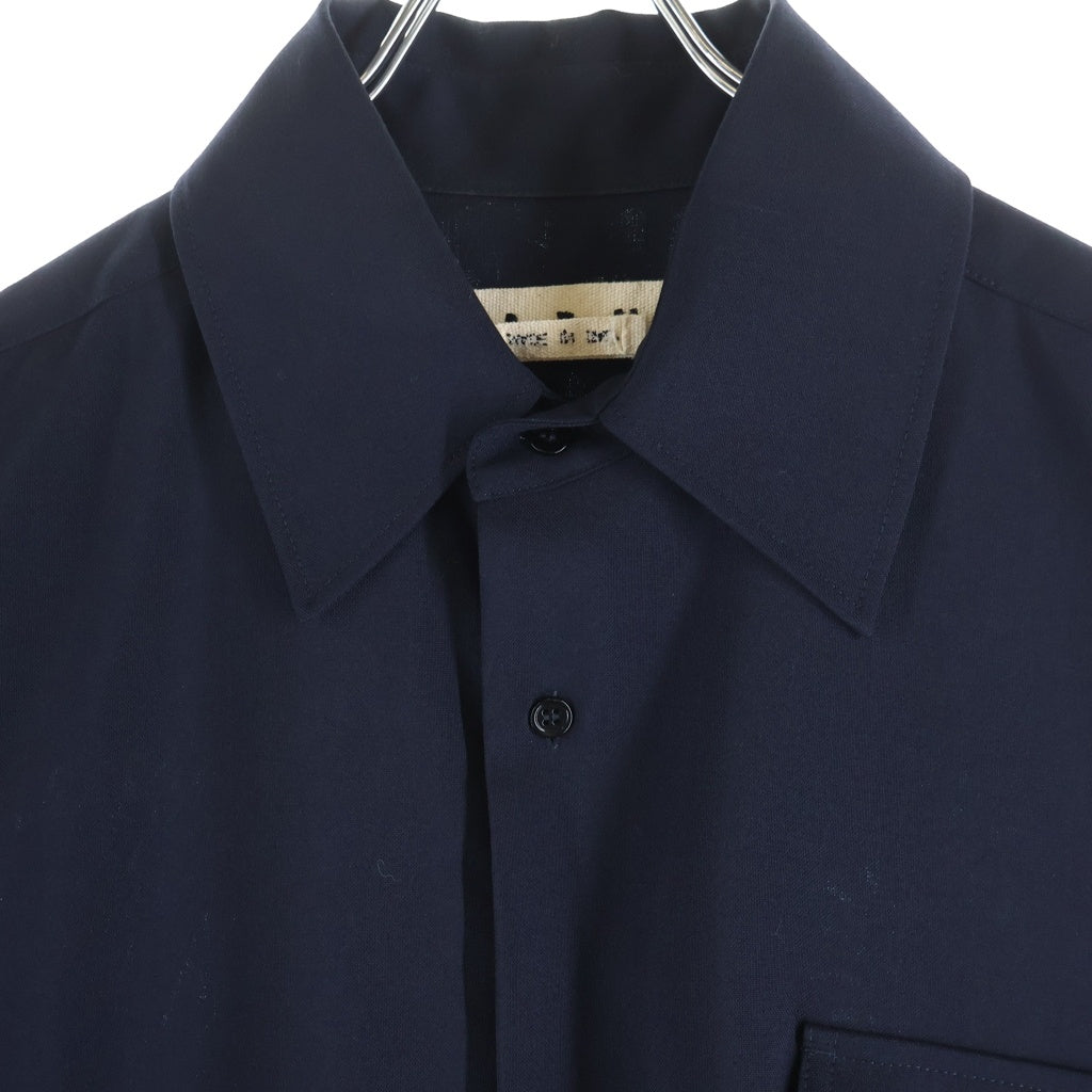 MARNI(マルニ) 21AW トロピカルウール 半袖シャツ ネイビー CUMU0207A0 S45455