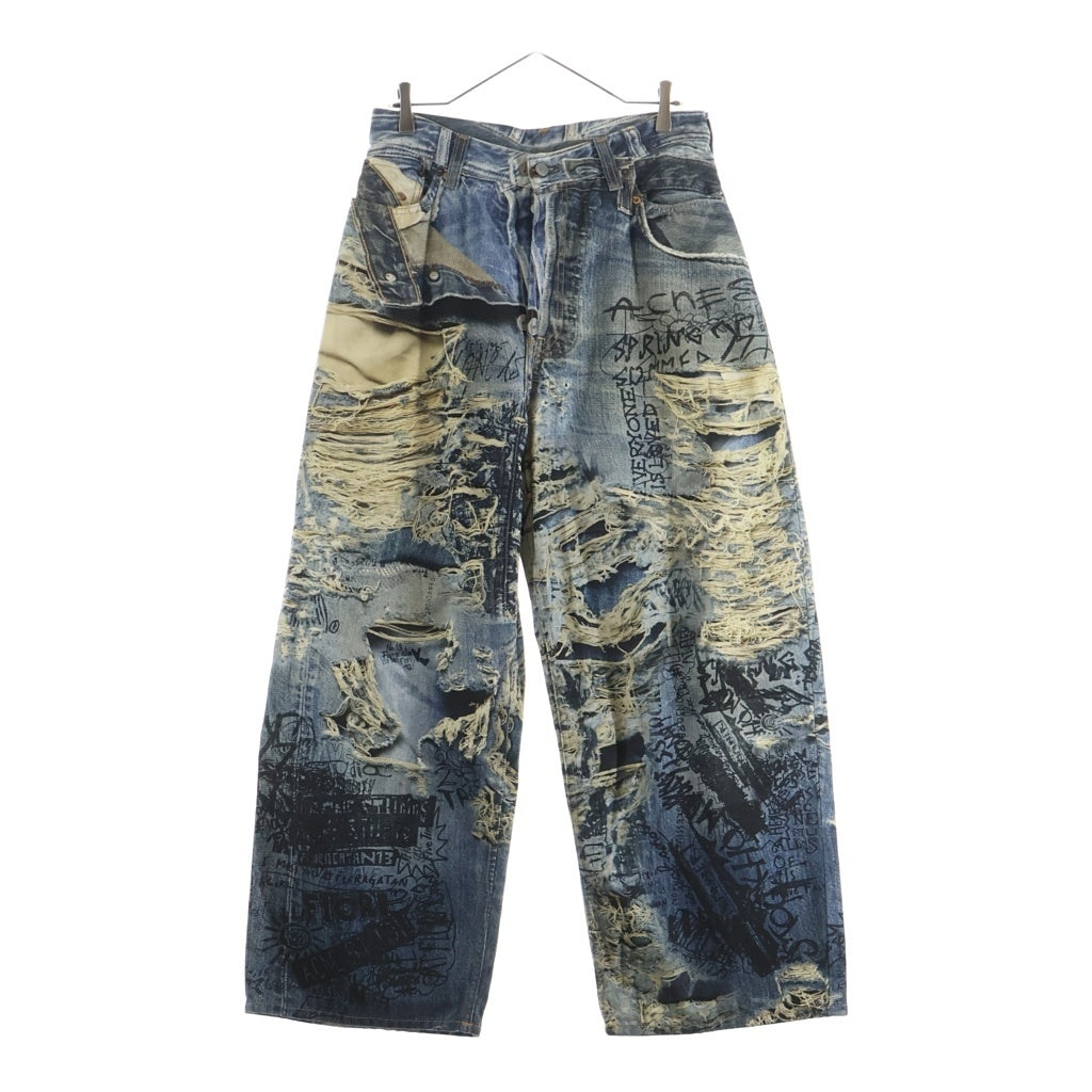 ACNE STUDIOS Bla Konst(アクネストゥディオズ ブロコンスト) SUPER BAGGY FIT JEANS スーパーバギーフィットジーンズ デニムパンツ 転写プリント インディゴ FN-MN-TROU001097