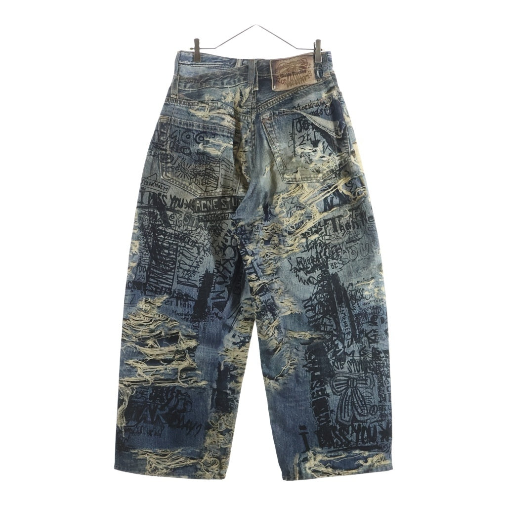 ACNE STUDIOS Bla Konst(アクネストゥディオズ ブロコンスト) SUPER BAGGY FIT JEANS スーパーバギーフィットジーンズ デニムパンツ 転写プリント インディゴ FN-MN-TROU001097