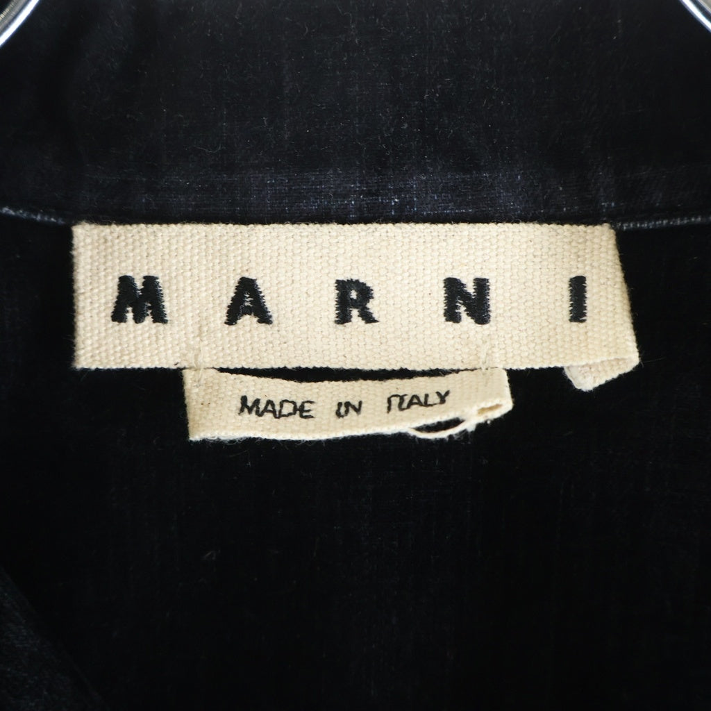 MARNI(マルニ) 20AW オープンカラーベロア長袖シャツ ダメージ加工 ブラック CUJU0007A0 S30698