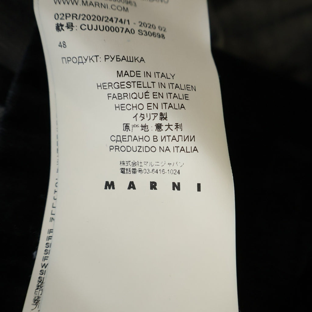 MARNI(マルニ) 20AW オープンカラーベロア長袖シャツ ダメージ加工 ブラック CUJU0007A0 S30698