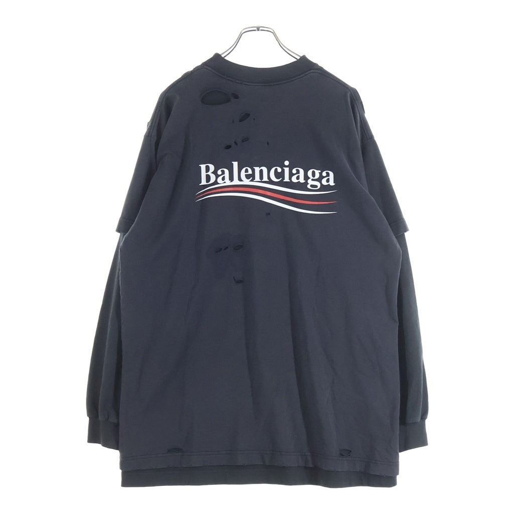 BALENCIAGA(バレンシアガ) 25SS Political Campaign Long-Sleeve Layered T-Shirt ポリティカルキャンペーン レイヤード長袖Tシャツ レディース ブラック 818555 TRVK8