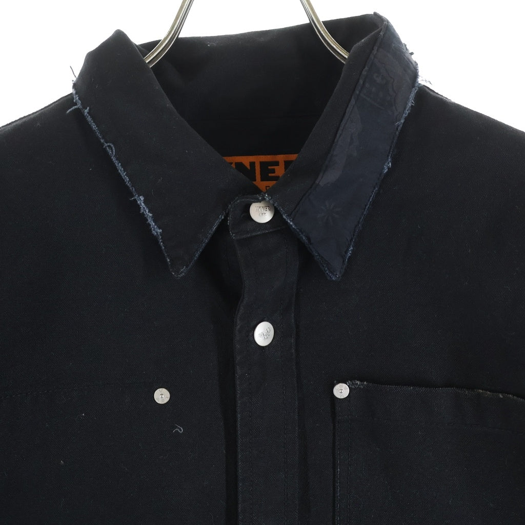 VYNER ARTICLES(ヴァイナーアーティクルズ) Worker Shirt with Bandana Patches バンダナパッチ ワーク長袖シャツ ブラック