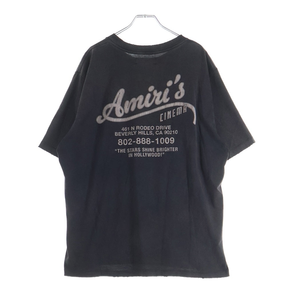 AMIRI(アミリ) Cinemas Vintage シネマ ロゴ プリント ヴィンテージ加工 半袖Tシャツ ブラック