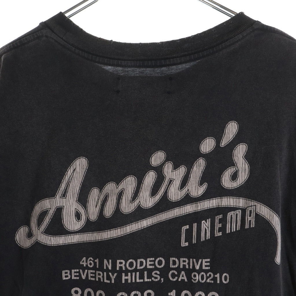 AMIRI(アミリ) Cinemas Vintage シネマ ロゴ プリント ヴィンテージ加工 半袖Tシャツ ブラック