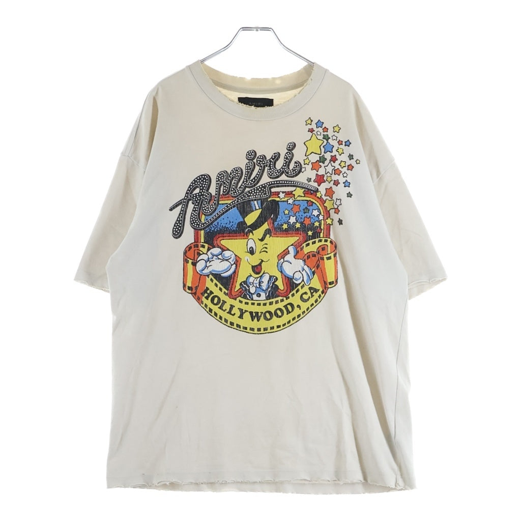 AMIRI(アミリ) MR. HOLLYWOOD OVERSIZED TEE ミスター ハリウッド プリント ヴィンテージ加工 半袖Tシャツ カットソー ベージュ