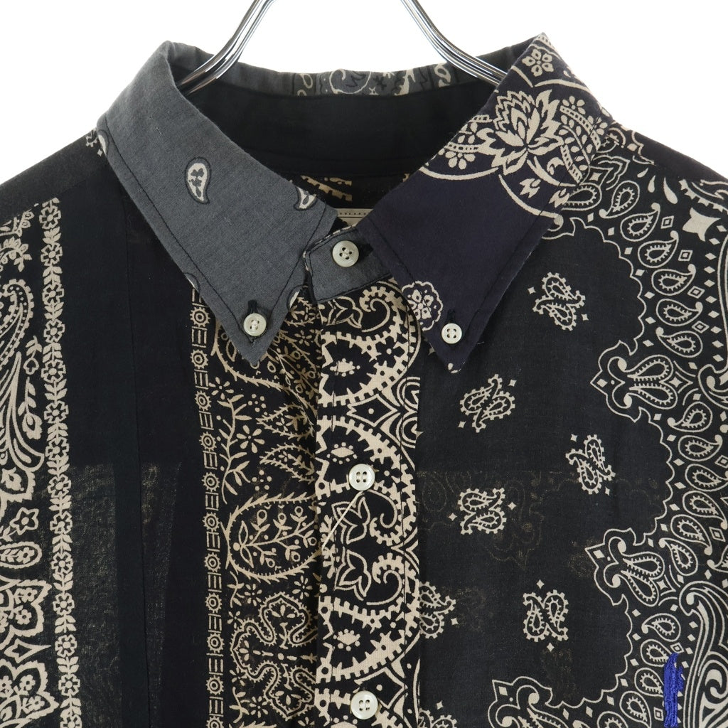 READY MADE(レディメイド) 21AW Over Size Shirt オーバーサイズ ペイズリー柄 長ブラック
