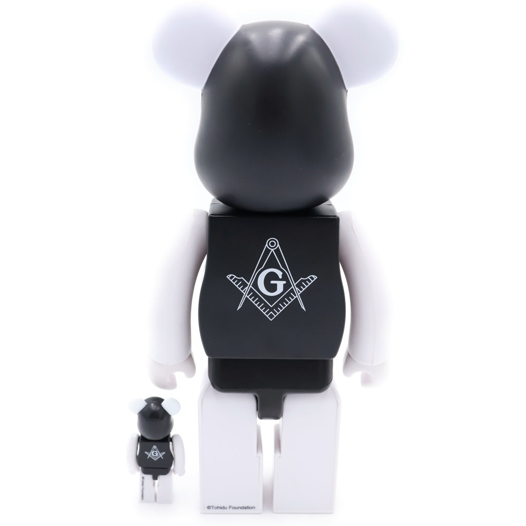 MEDICOM TOY(メディコムトイ) BE@RBRICK × Freemasonry × Fragment 100% & 400% ベアブリック フィギュア 人形 ブラック/ホワイト
