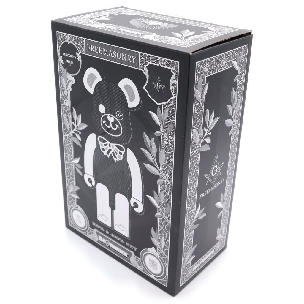 MEDICOM TOY(メディコムトイ) BE@RBRICK × Freemasonry × Fragment 100% & 400% ベアブリック フィギュア 人形 ブラック/ホワイト