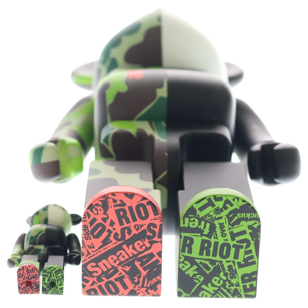 MEDICOM TOY(メディコムトイ) BE@RBRICK × atmos × STAPLE 100% & 400% ベアブリック フィギュア 人形 ホワイト/ブラック/グリーン