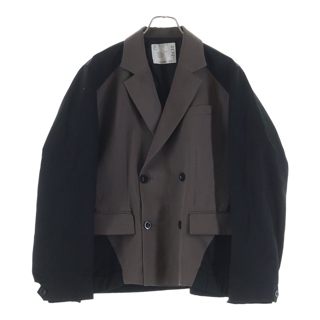 Sacai(サカイ) 25SS Doeskin Mix Jacket ドスキン ミックス テーラード ジャケット ブラウン/ブラック 03630M