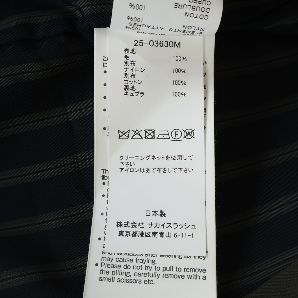 Sacai(サカイ) 25SS Doeskin Mix Jacket ドスキン ミックス テーラード ジャケット ブラウン/ブラック 03630M