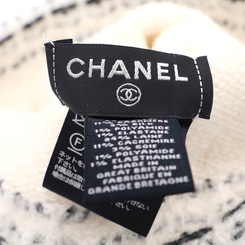 CHANEL(シャネル) ココマーク カシミヤウール ニット帽 ビーニー レディース ホワイト/ブラック -