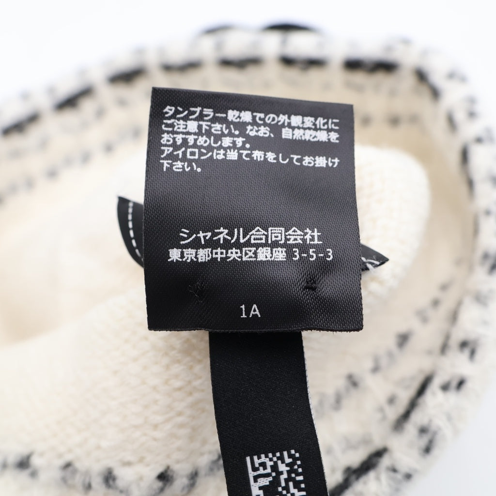 CHANEL(シャネル) ココマーク カシミヤウール ニット帽 ビーニー レディース ホワイト/ブラック -
