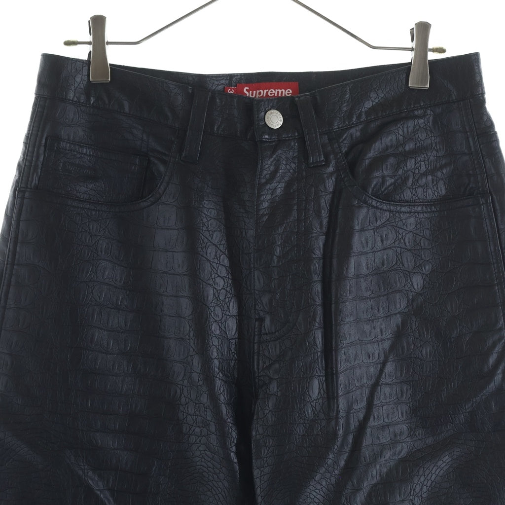 SUPREME(シュプリーム) 22SS Faux Croc Painter Pant フェイククロコペインターパンツ フェイクレザー 型押し ブラック -