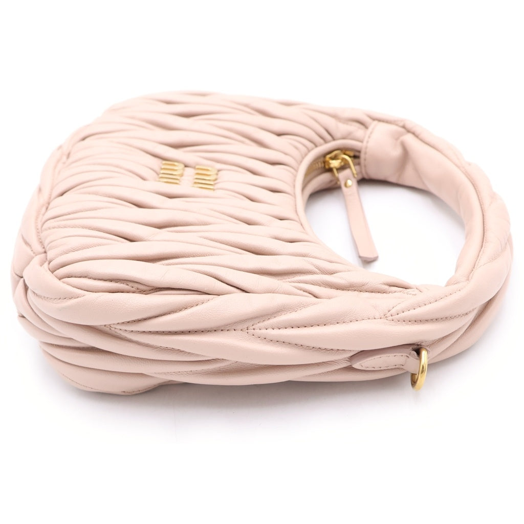 miumiu(ミュウミュウ) ワンダー マテラッセレザー ホーボーバッグ ピンク 5BC125 レディース