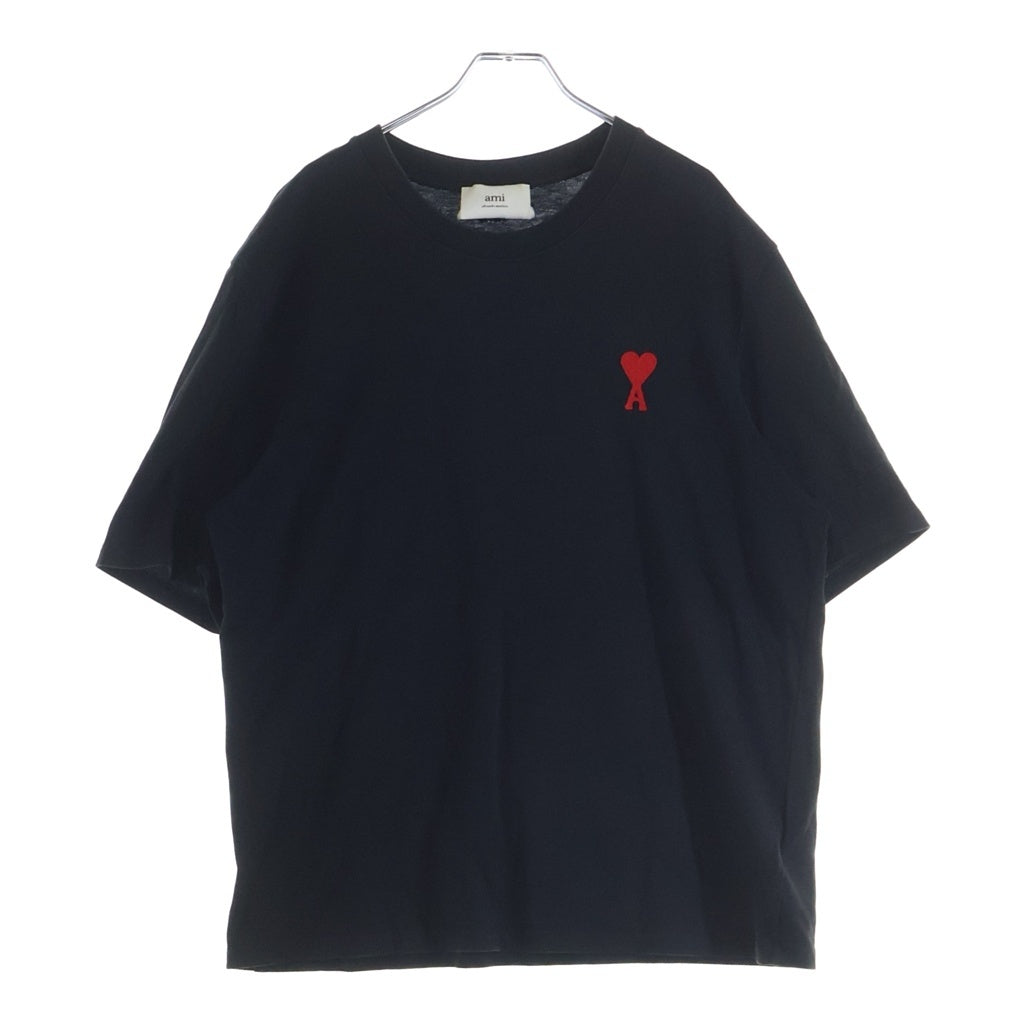 ami paris(アミパリス) T-Shirt ハートロゴ刺繍 半袖Tシャツ ブラック UTS004.726