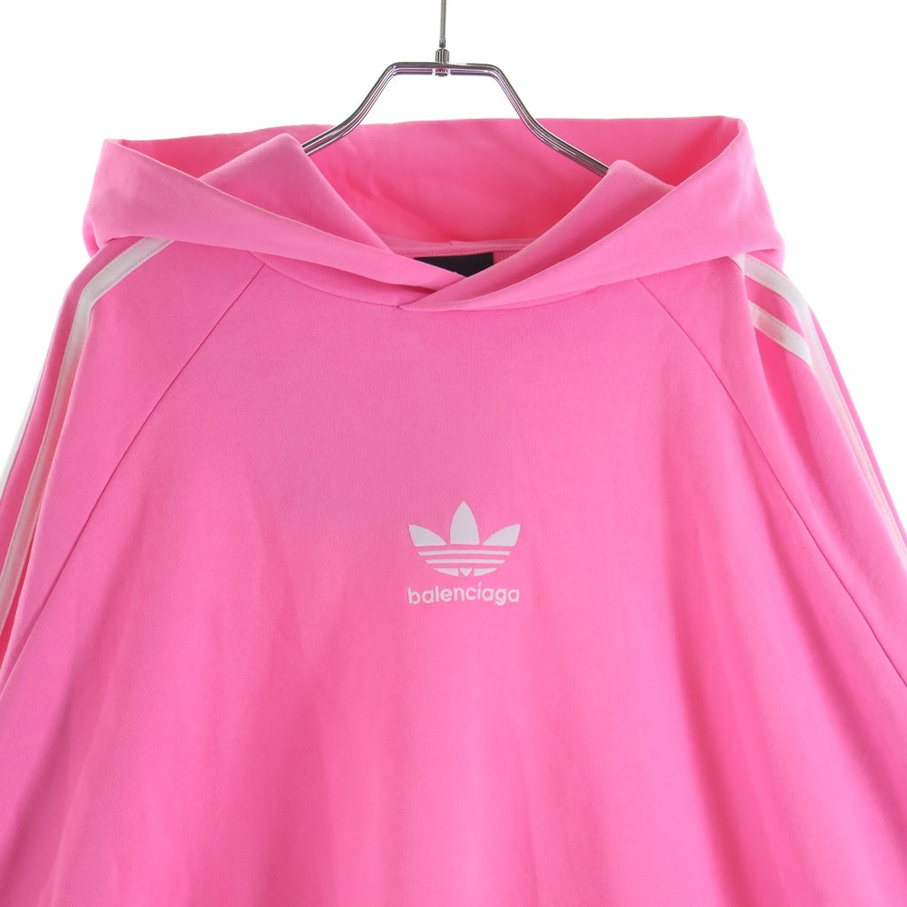 BALENCIAGA(バレンシアガ) 22AW ×adidas アディダス トレフォイル ロゴ刺繍 プルオーバースウェットパーカー フーディー ピンク 729322