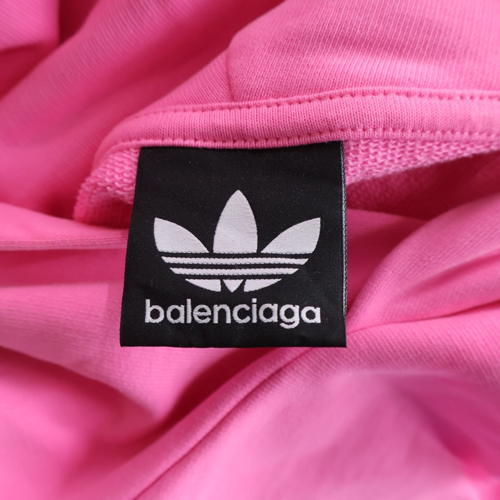 BALENCIAGA(バレンシアガ) 22AW ×adidas アディダス トレフォイル ロゴ刺繍 プルオーバースウェットパーカー フーディー ピンク 729322