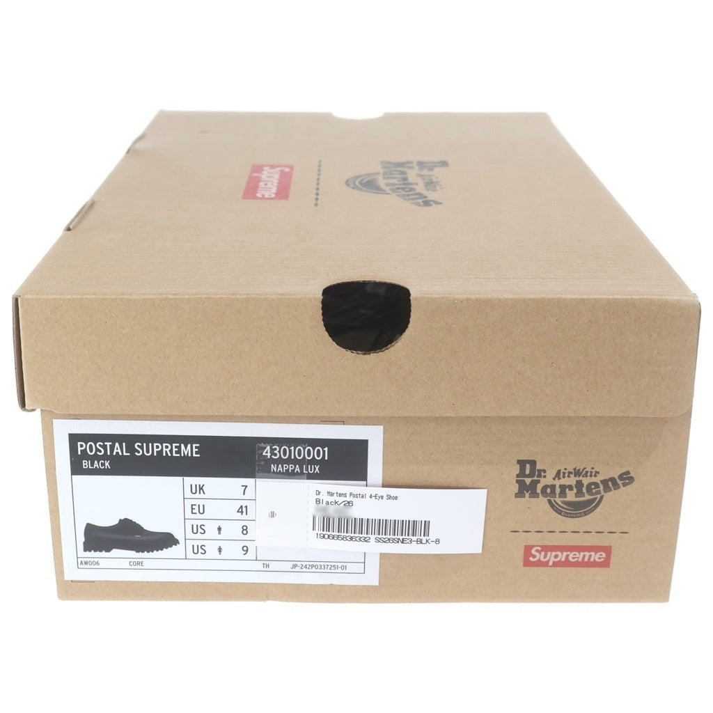 SUPREME(シュプリーム) 26SS ×Dr.Martens Postal Shoe ポスタル シューズ 4ホール レザーシューズ ブラック 43010001