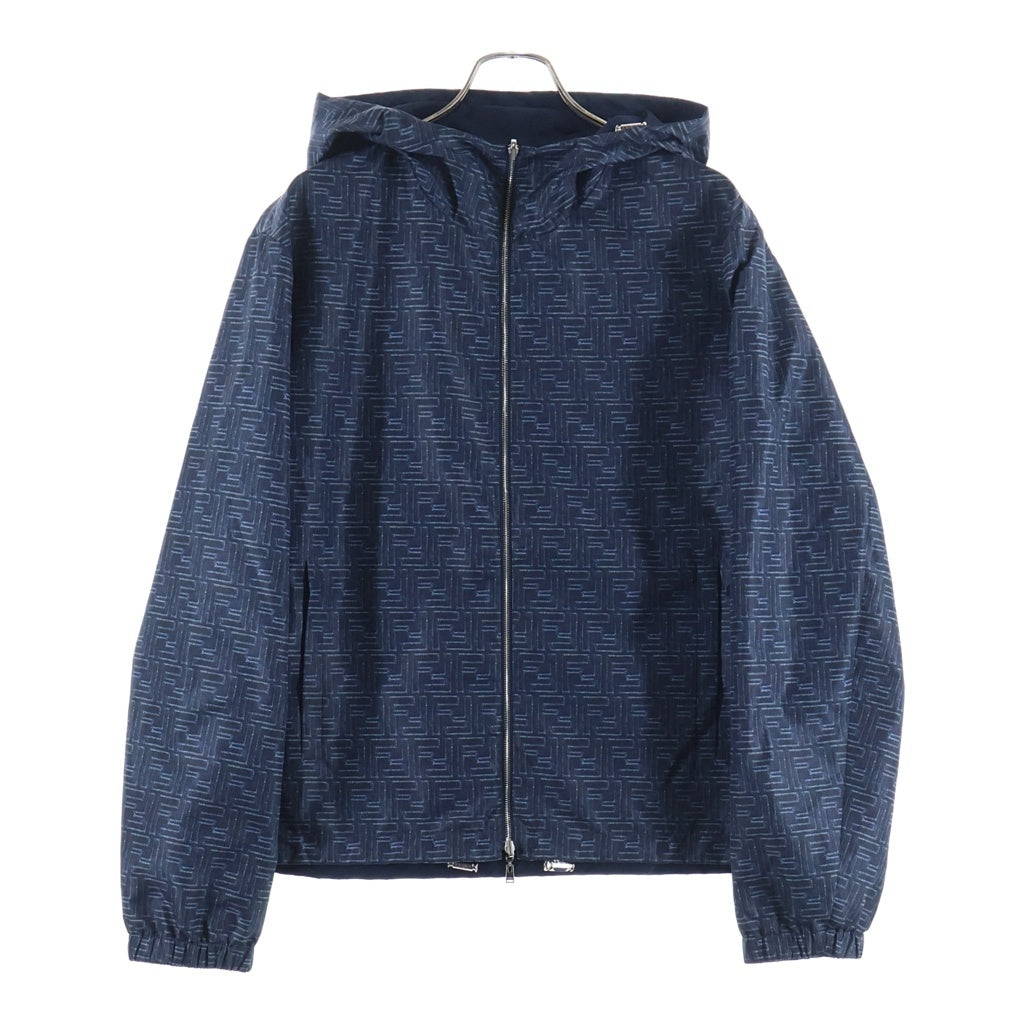 FENDI(フェンディ) Denim-Effect-Ff-Windbreaker ズッカ柄 リバーシブルナイロンジャケット ネイビー FAA615-AV61