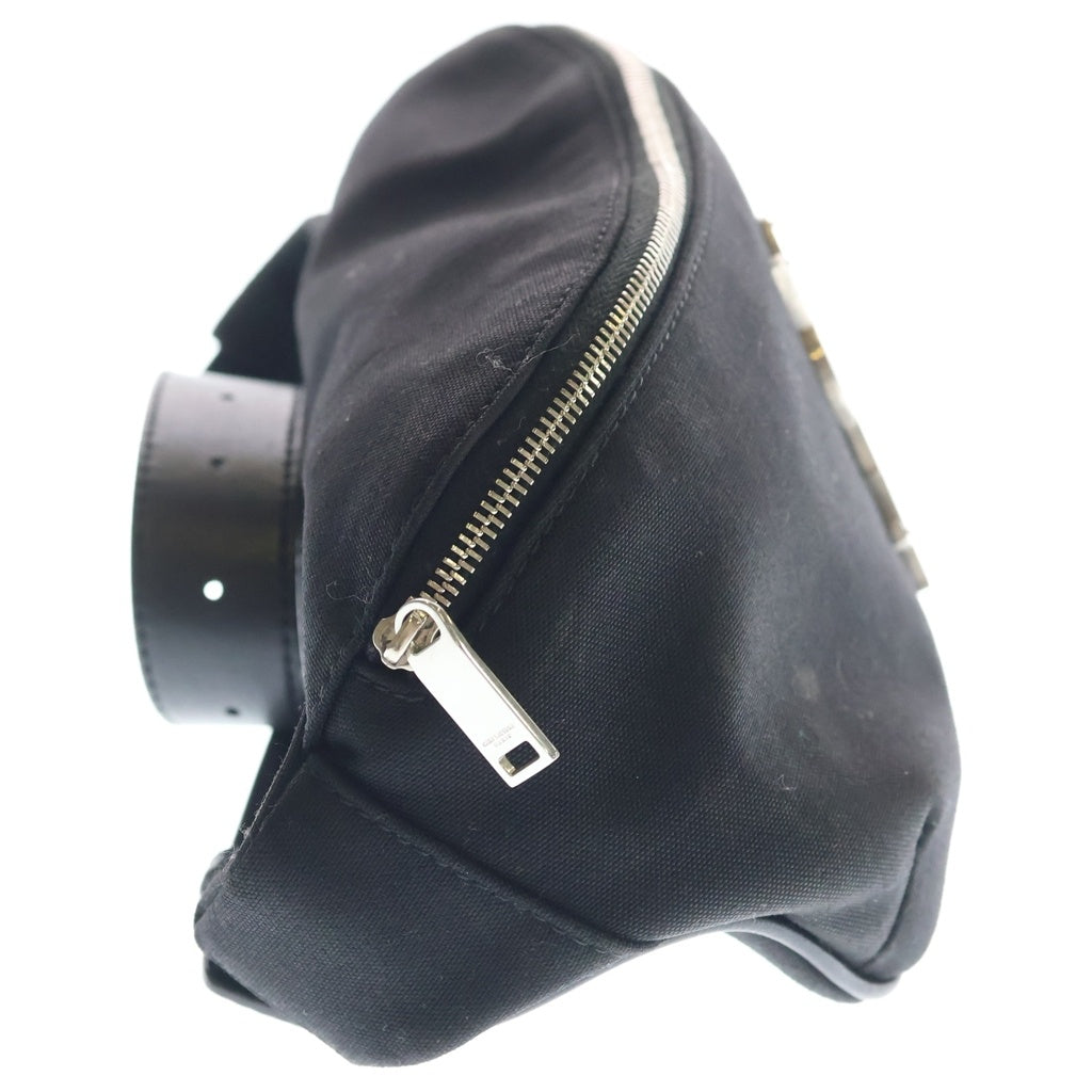SAINT LAURENT PARIS(サンローランパリ) Canvas Classic Crossbody Belt Bag YSL メタルロゴkキャンバスボディバッグ ウエストバッグ ブラック PLB590076・0320