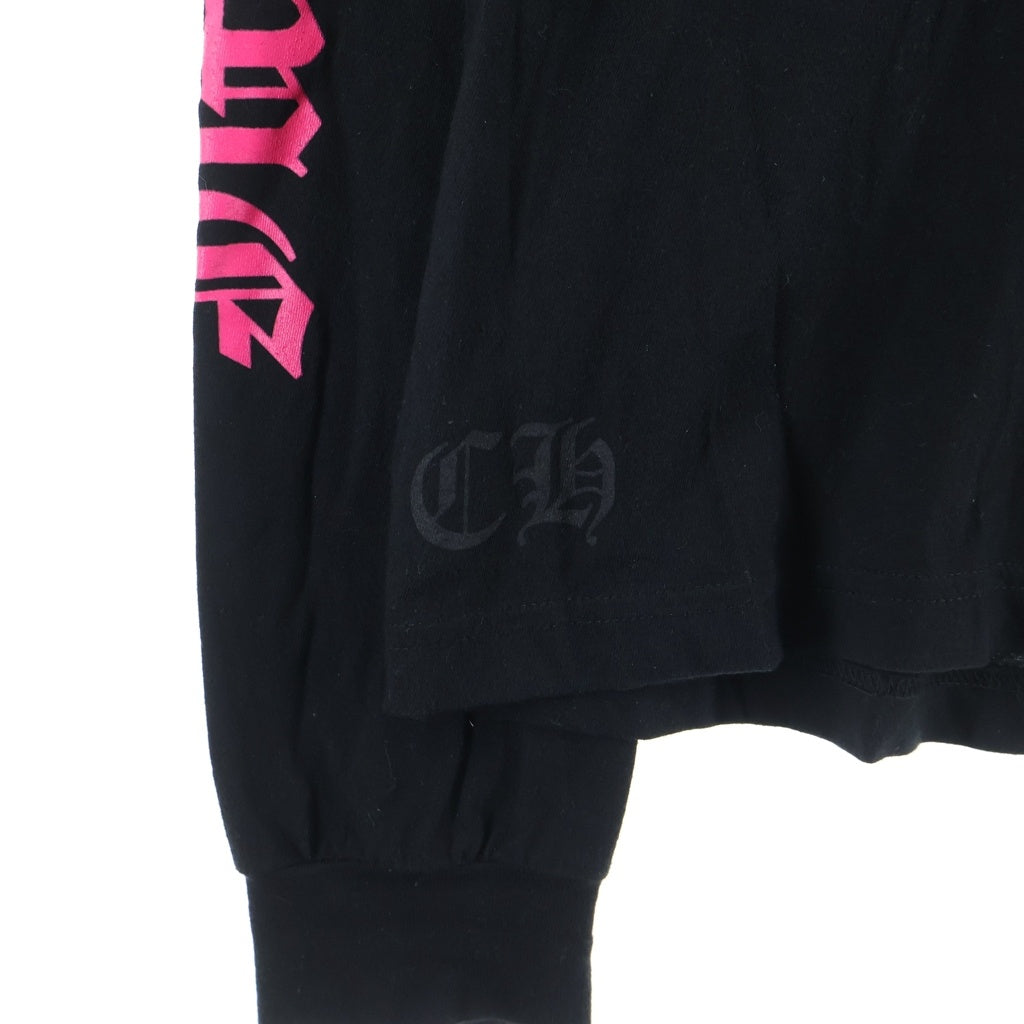 CHROME HEARTS(クロムハーツ) Old English Neck Logo Long Sleeve Tee オールドイングリッシュネックロゴ長袖Tシャツ カットソー ブラック/ピンク -