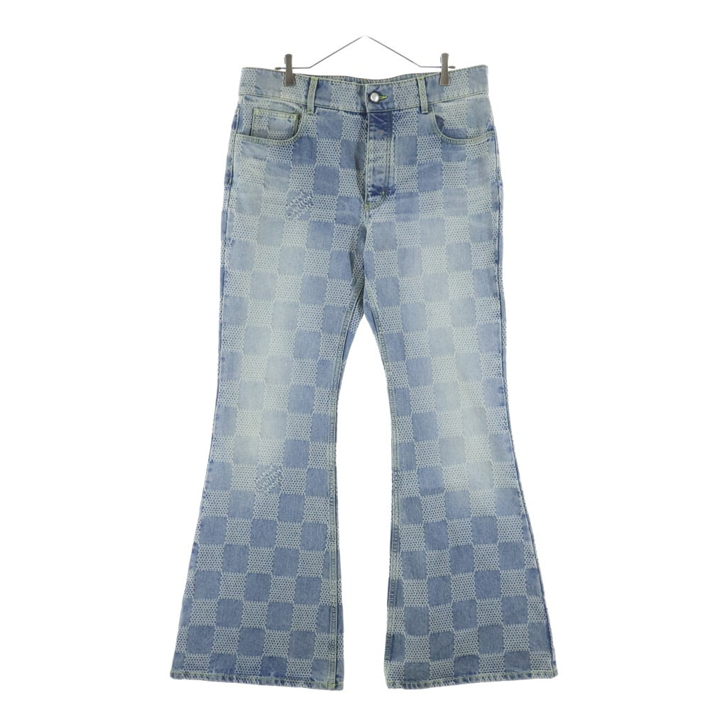 LOUIS VUITTON(ルイヴィトン) 25SS ダミエ ブーツカットデニムパンツ フレアボタンフライジーンズ 総柄 インディゴ RM251Q GRT HRD70W