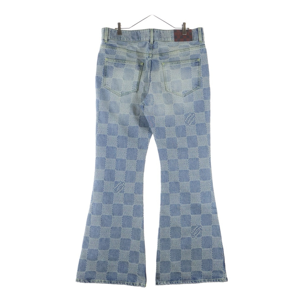 LOUIS VUITTON(ルイヴィトン) 25SS ダミエ ブーツカットデニムパンツ フレアボタンフライジーンズ 総柄 インディゴ RM251Q GRT HRD70W