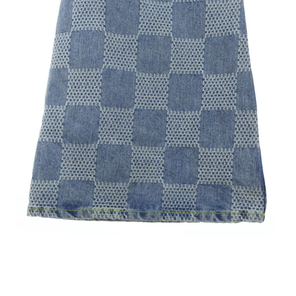 LOUIS VUITTON(ルイヴィトン) 25SS ダミエ ブーツカットデニムパンツ フレアボタンフライジーンズ 総柄 インディゴ RM251Q GRT HRD70W