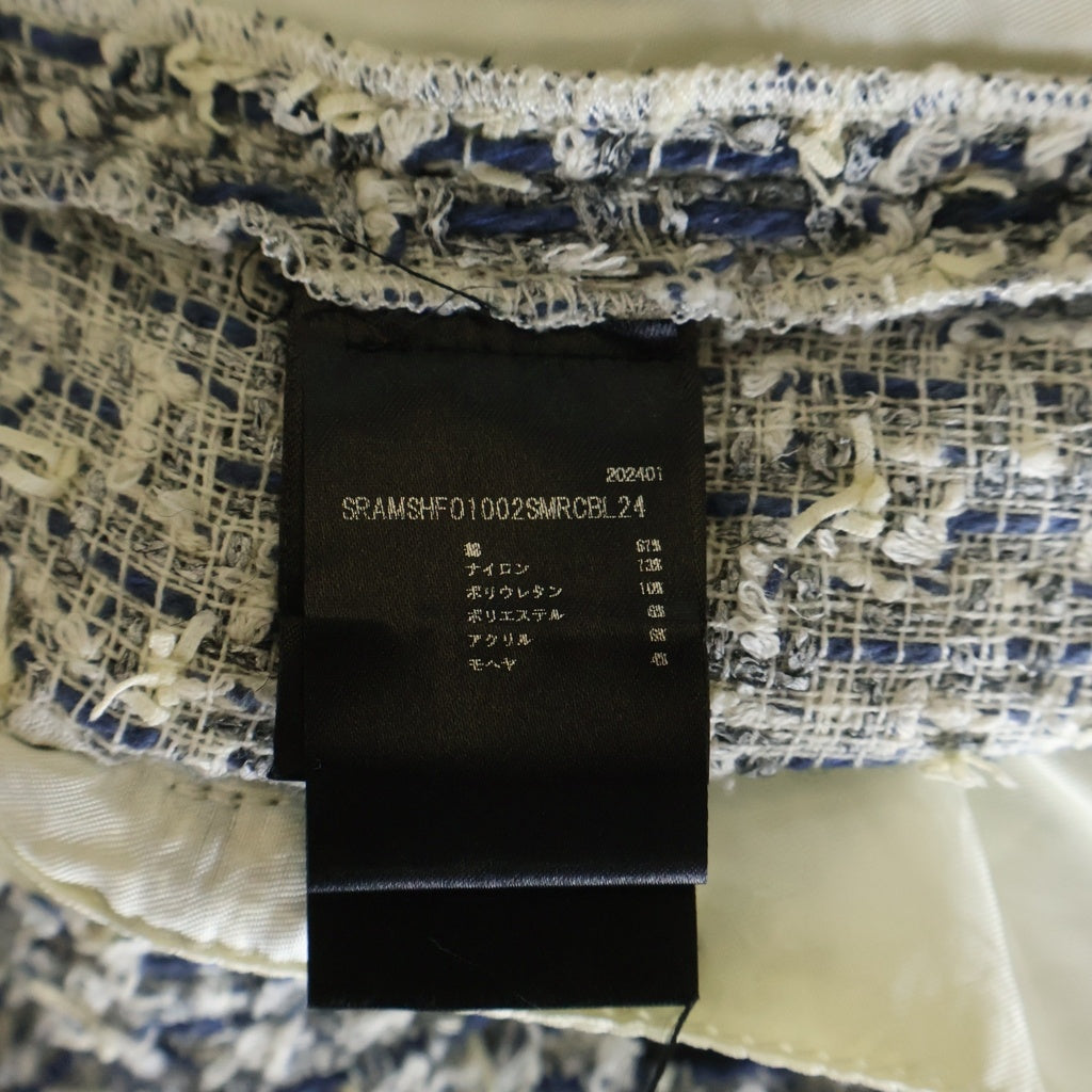 AMIRI(アミリ) Boucle Tweed Skater Short ツイードショーツ ハーフパンツ ブルー/ホワイト -