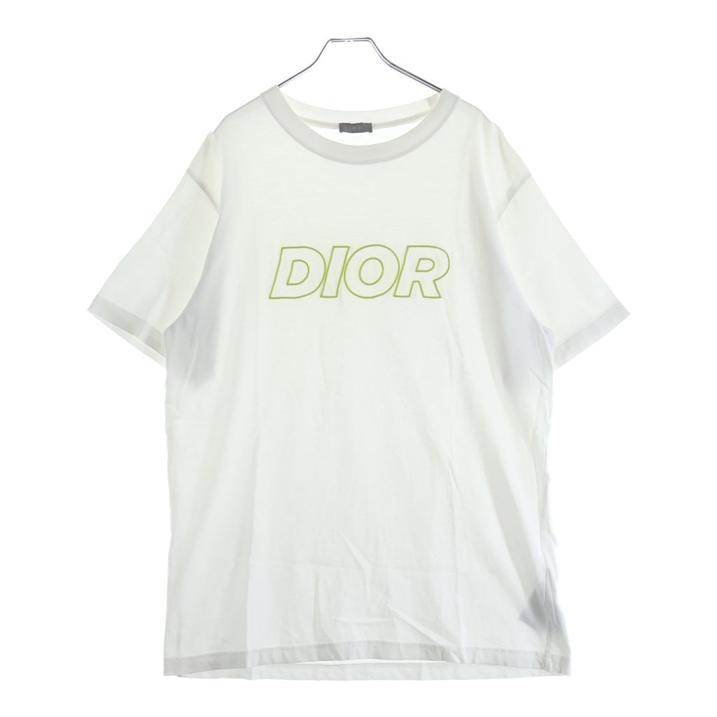 DIOR(ディオール) 23AW Logo Embroidered Tee ロゴ刺繍 クルーネック半袖Tシャツ カットソー ホワイト 393J696E0847