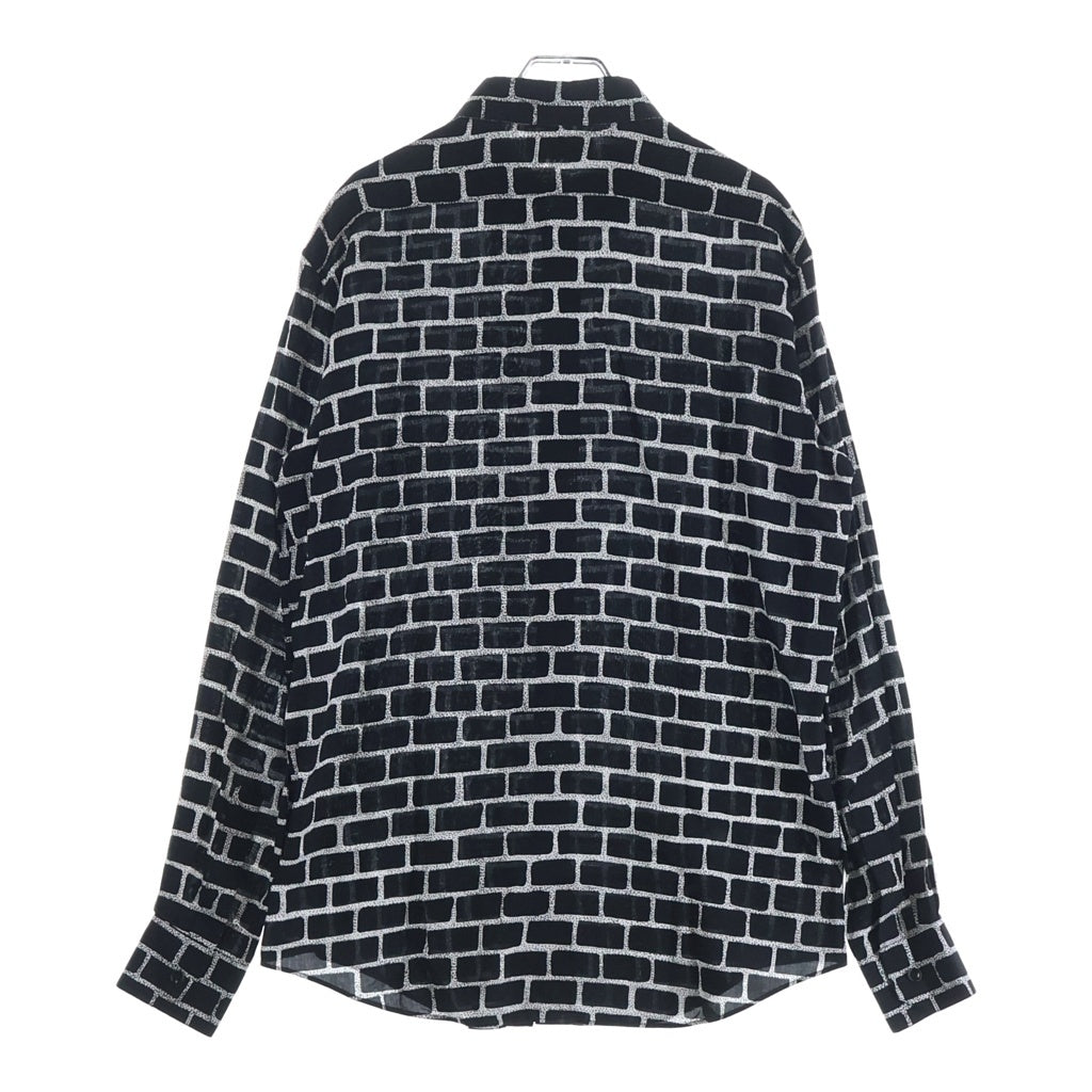CELINE(セリーヌ) 19AW レンがモチーフ エディ期 総柄レーヨン長袖シャツ ブラック 2C154756F