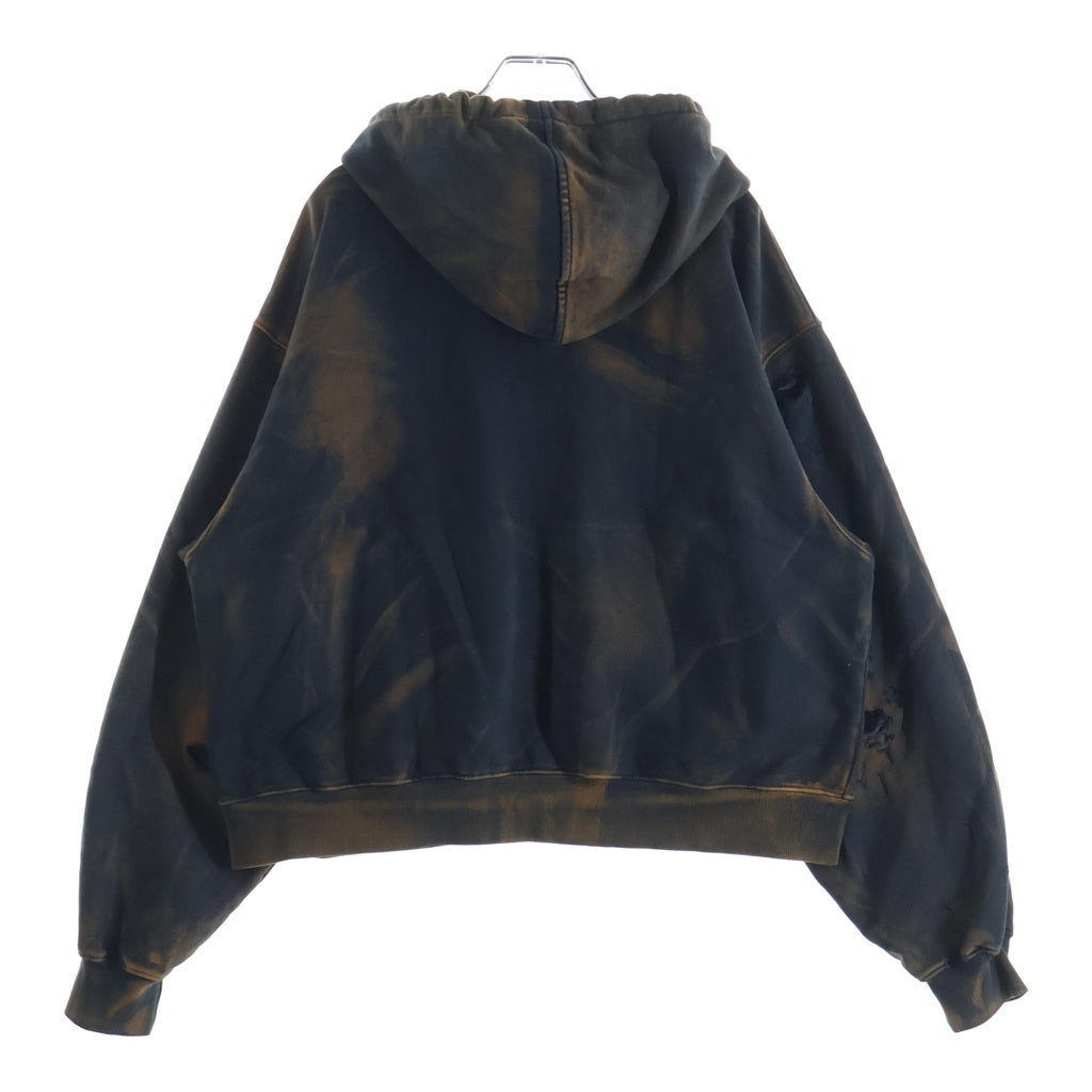 THUG CLUB(サグクラブ) 26SS TC TWO TONE WASHED ZIP-UP HOODIE ジップアップフーディー パーカー ブラック/オレンジ TC26SS0403 -