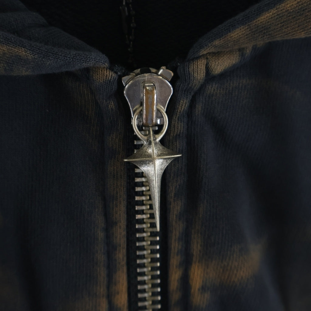 THUG CLUB(サグクラブ) 26SS TC TWO TONE WASHED ZIP-UP HOODIE ジップアップフーディー パーカー ブラック/オレンジ TC26SS0403 -