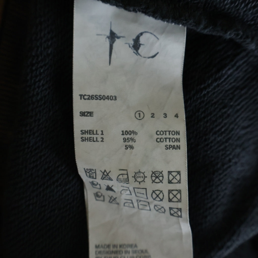 THUG CLUB(サグクラブ) 26SS TC TWO TONE WASHED ZIP-UP HOODIE ジップアップフーディー パーカー ブラック/オレンジ TC26SS0403 -