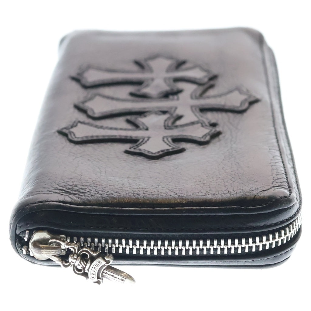 CHROME HEARTS(クロムハーツ) REC F ZIP 3セメタリー クロスパッチ ラウンドファスナーウォレット 長財布 ブラック -