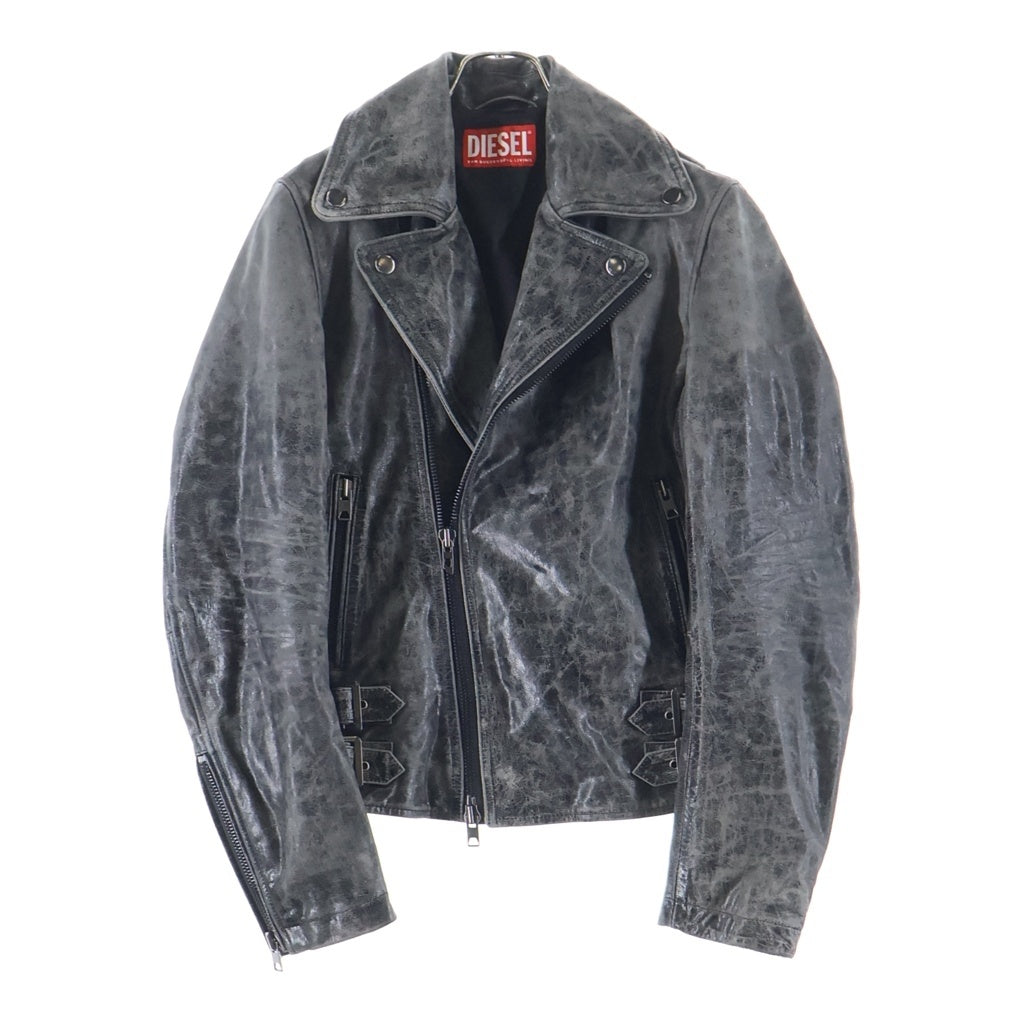 DIESEL(ディーゼル) L-EON-CJCM ダブルライダース レザージャケット グレー A22844