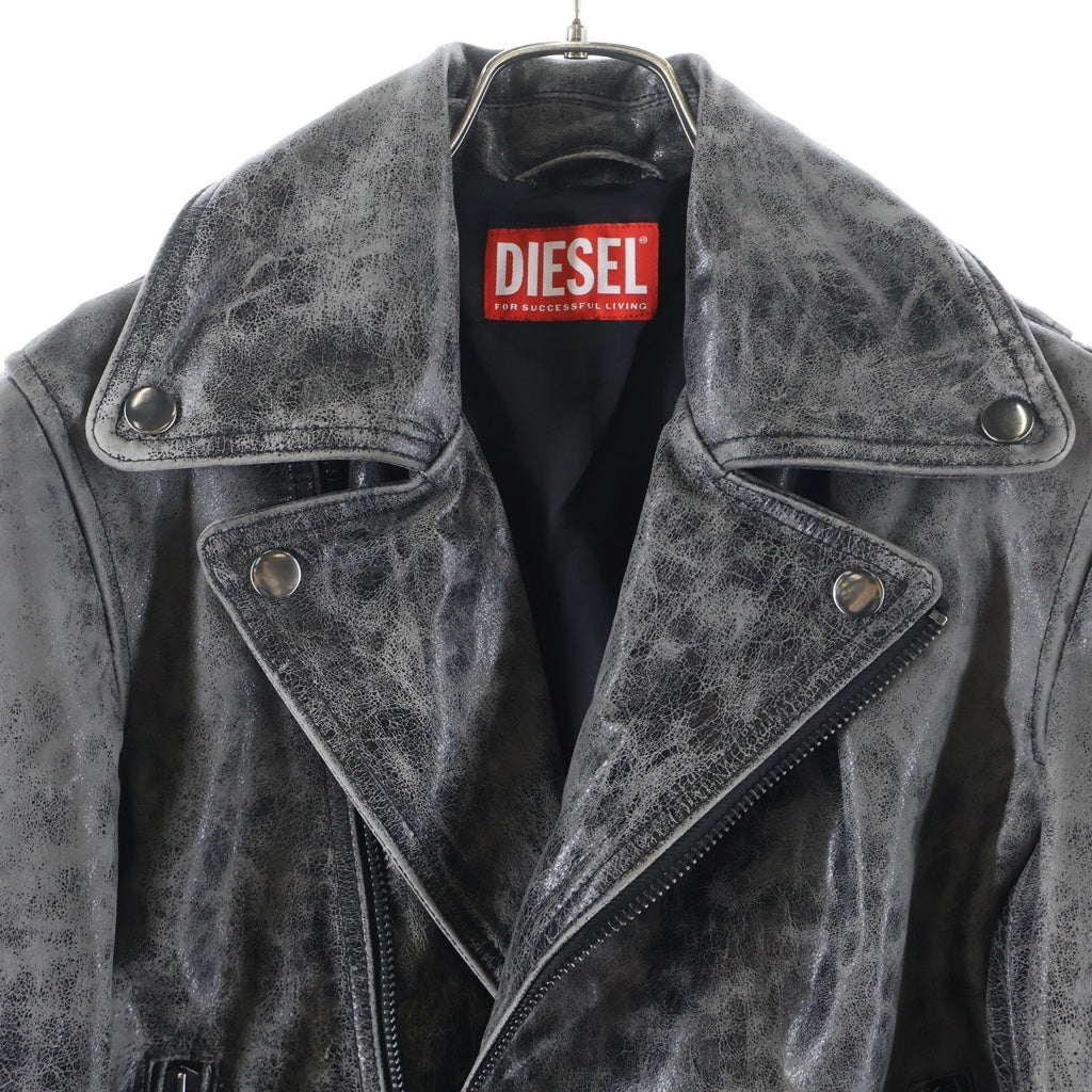 DIESEL(ディーゼル) L-EON-CJCM ダブルライダース レザージャケット グレー A22844