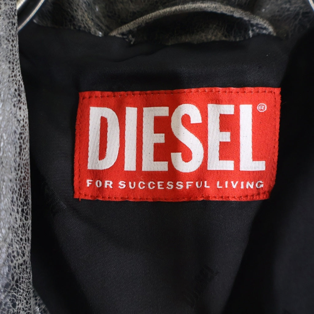DIESEL(ディーゼル) L-EON-CJCM ダブルライダース レザージャケット グレー A22844