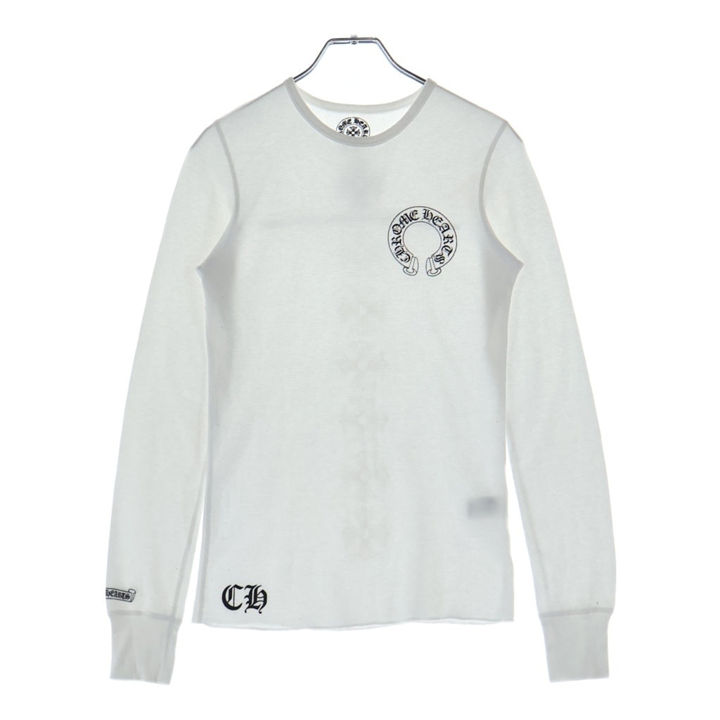CHROME HEARTS(クロムハーツ) ホースシュープリント CHプラス サーマル長袖Tシャツ カットソー クルーネックTシャツ ホワイト