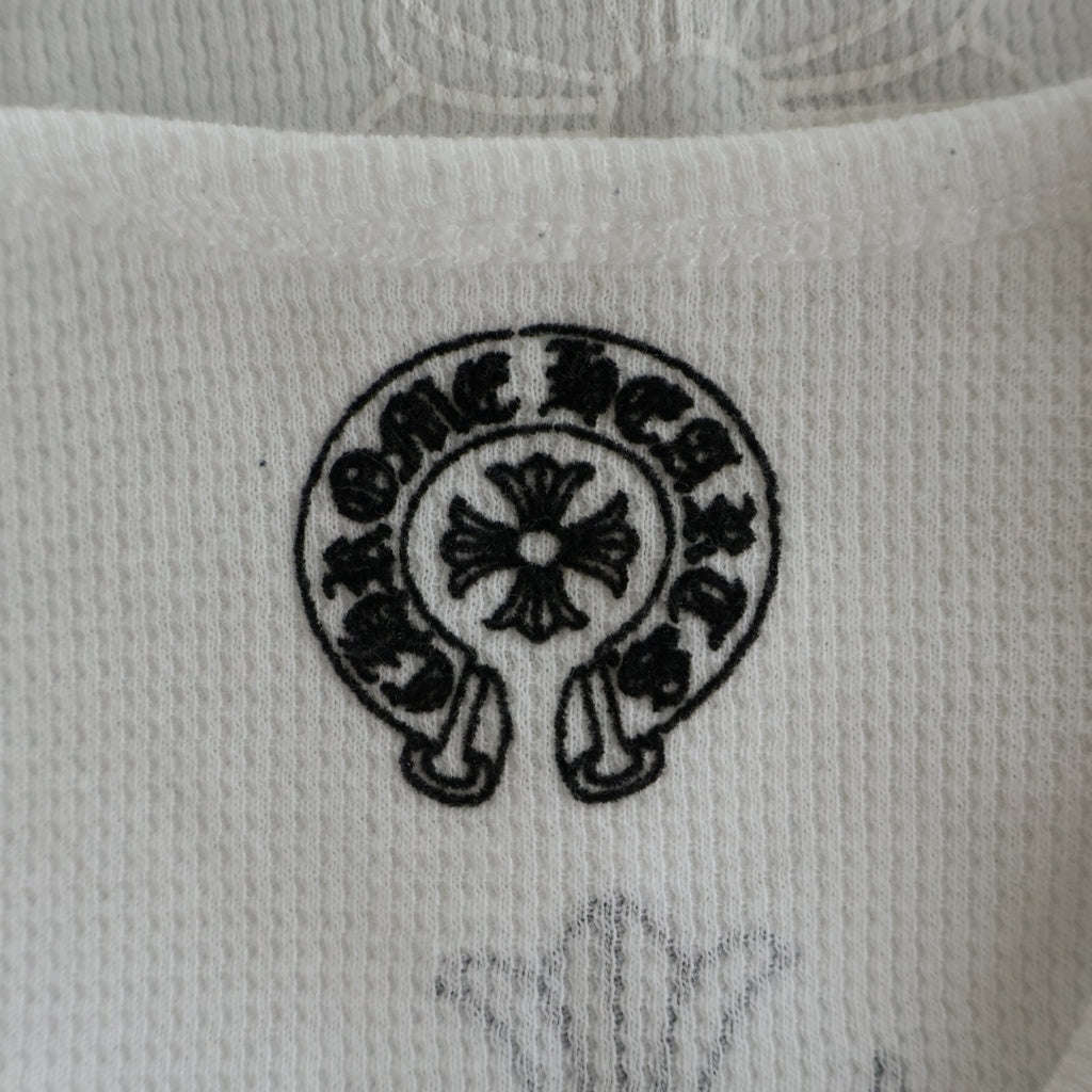 CHROME HEARTS(クロムハーツ) ホースシュープリント CHプラス サーマル長袖Tシャツ カットソー クルーネックTシャツ ホワイト