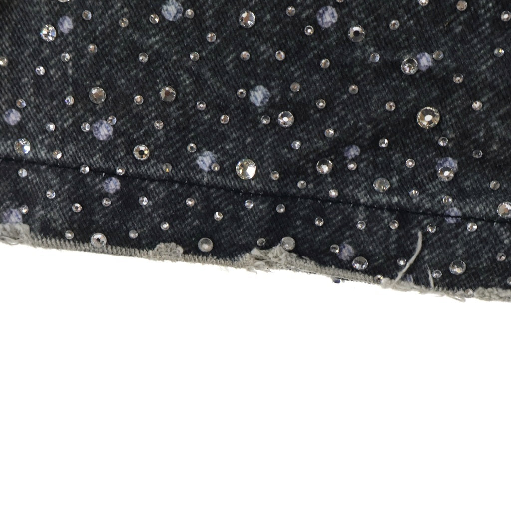 BIRTH OF ROYAL CHILD(バースオブロイヤルチャイルド) 3D Printing Washed 20k Swarovski Diamond Boro Denim ダメージ加工 ラインストーン装飾 デニムパンツ グレー