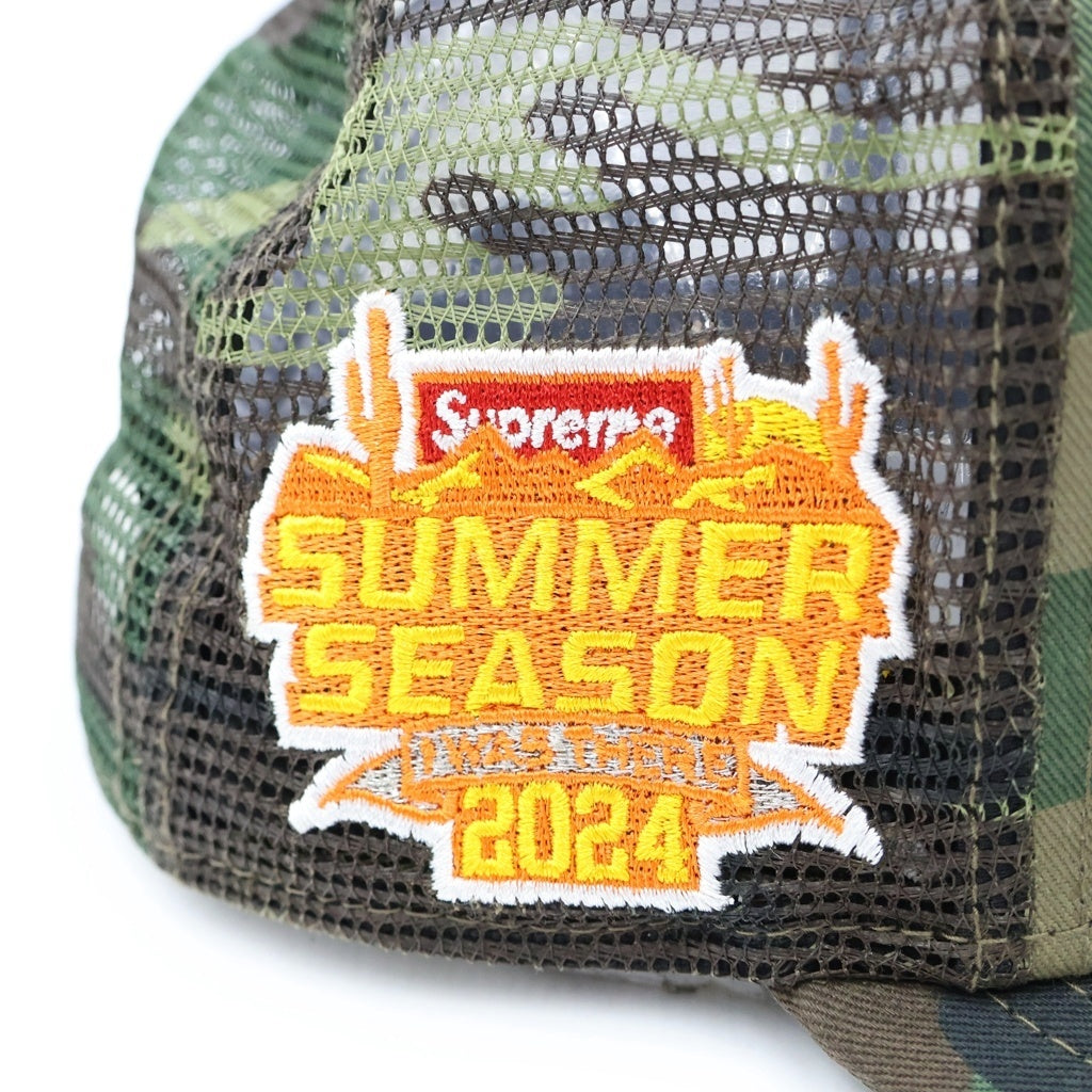 SUPREME(シュプリーム) 24SS×New Era Box Logo Mesh Back Woodland Camo ニューエラ ボックスロゴ メッシュベースボールキャップ ウッドランドカモ グリーン