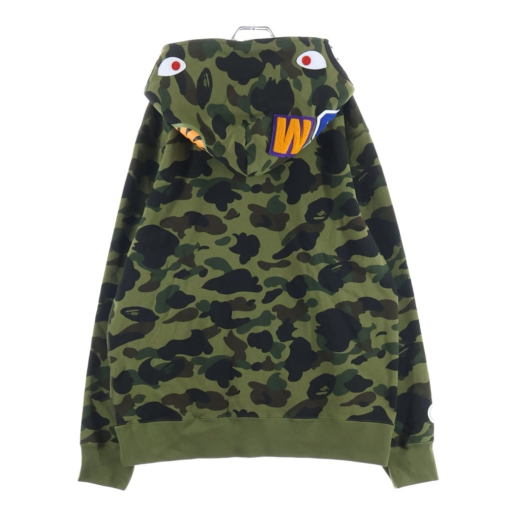 A BATHING APE(アベイシングエイプ) CAMO SHARK FULL ZIP HOODIE 1ST カモ シャーク フル ジップアップフーディー グリーン 0ZXSWM012151R