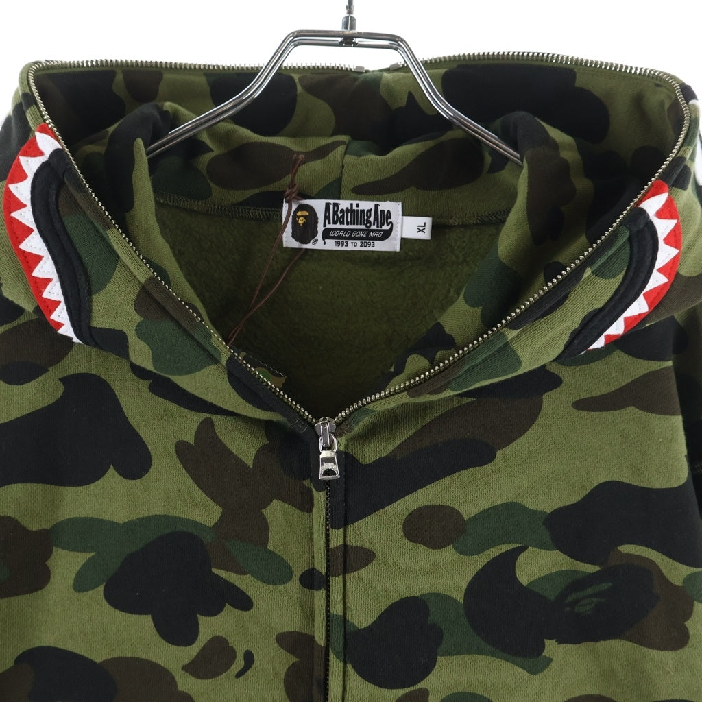 A BATHING APE(アベイシングエイプ) CAMO SHARK FULL ZIP HOODIE 1ST カモ シャーク フル ジップアップフーディー グリーン 0ZXSWM012151R